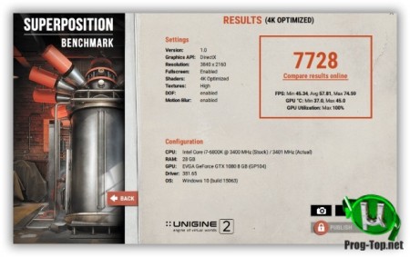 Оценка стабильности видеокарты - Unigine Superposition Benchmark 1.1 (Build 8628)