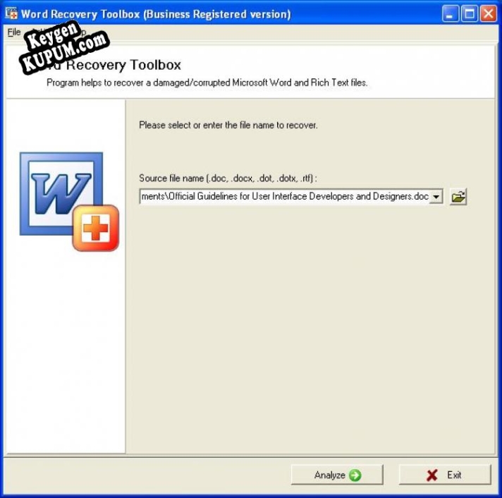 Word Recovery Toolbox ключ активации